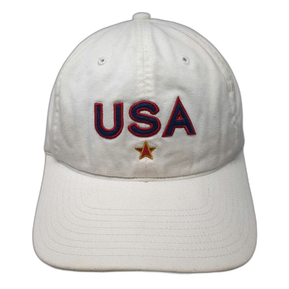 Nike Baseball Cap White Vintage USA Embroidered Star Sample Slideback Hat